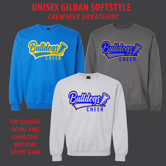 Bulldogs Cheer Crewneck & Hooded Sweatshirts [ Gilan Softstyle Brand ]