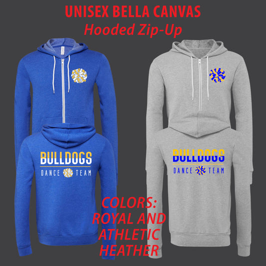 Bulldogs Dance Team Zip Hooded Sweatshirts [ Bella Canvas Brand ]