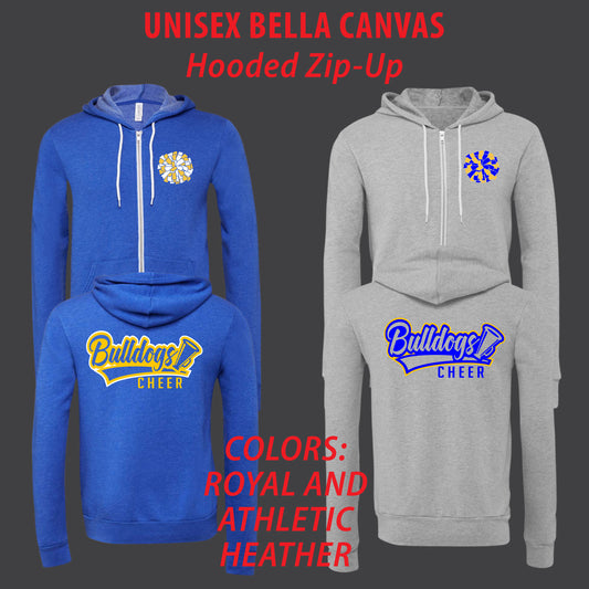 Bulldogs Cheer Zip Hooded Sweatshirts [ Bella Canvas Brand ]