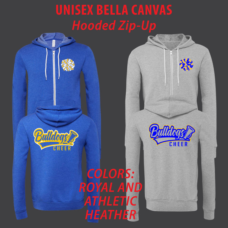 Bulldogs Cheer Zip Hooded Sweatshirts [ Bella Canvas Brand ]